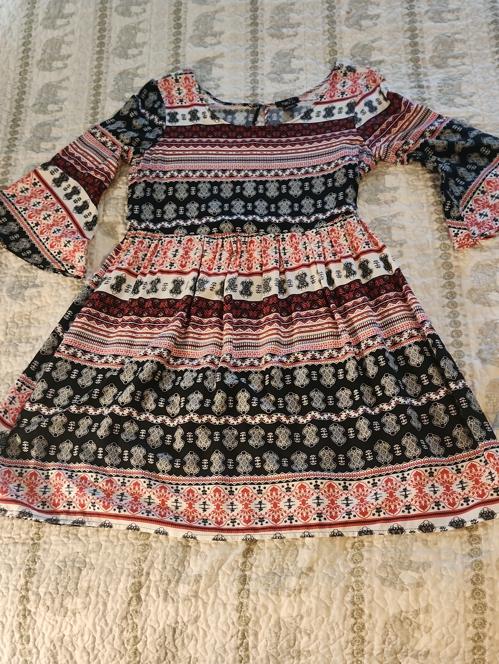 Rue21 Black and Red Patterned Boho Dress